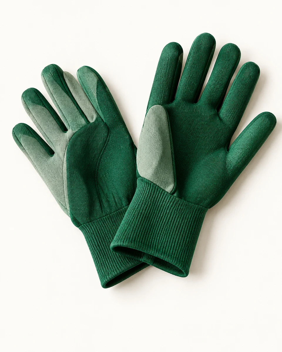 Par de guantes verdes de jardinería